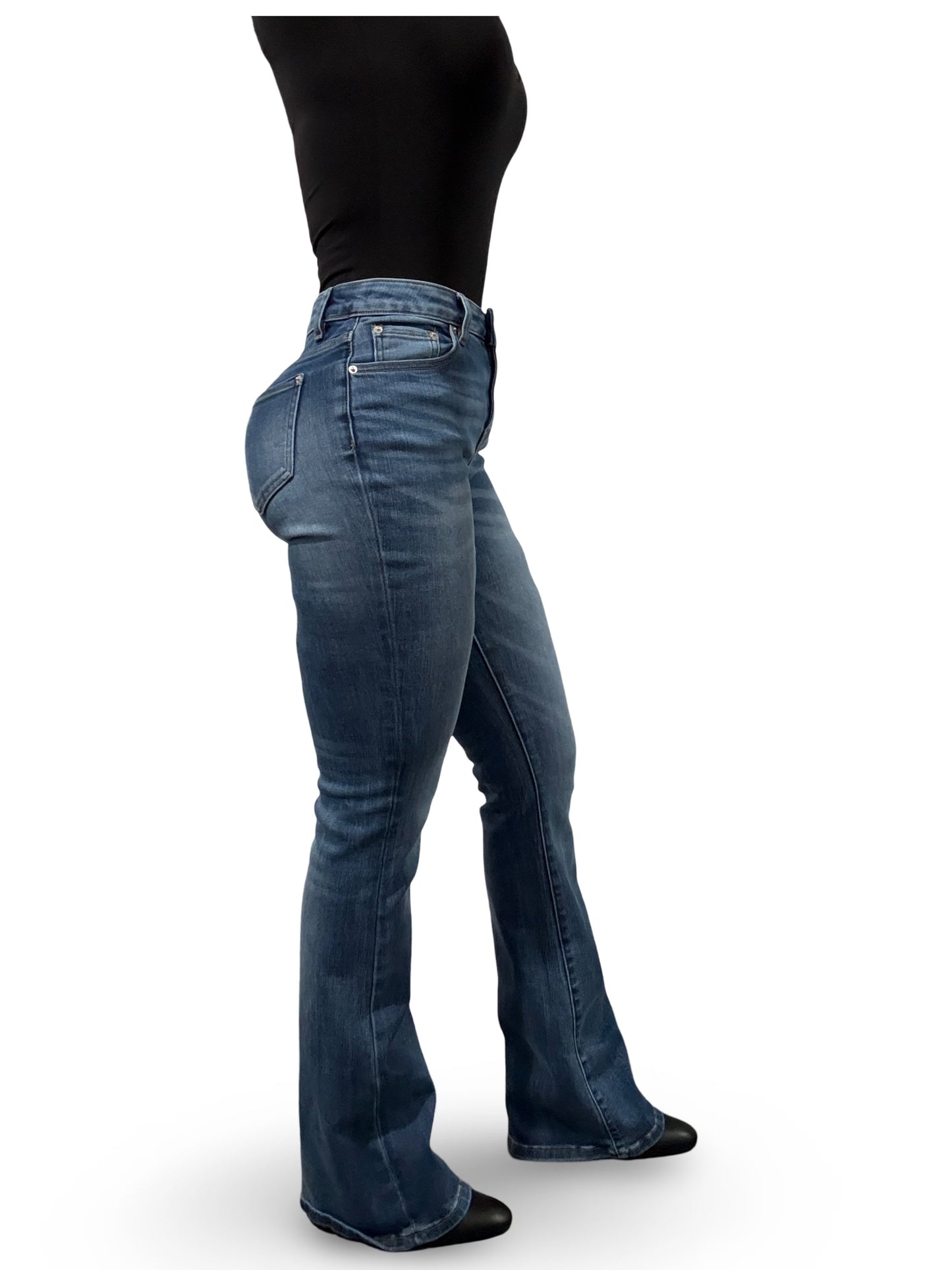 MDP-F3259 GLAUCOUS BLUE HIGH RISE RELAXED FLARE